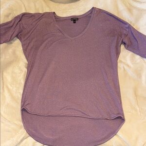 Express Purple Relaxed 3/4 Sleeve Blouse
